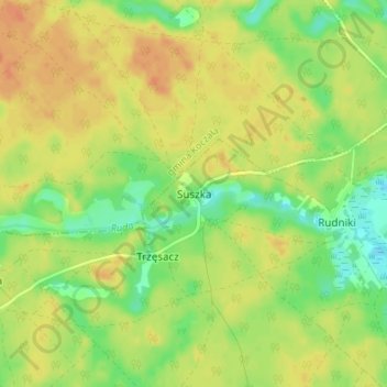 Suszka topographic map, elevation, terrain