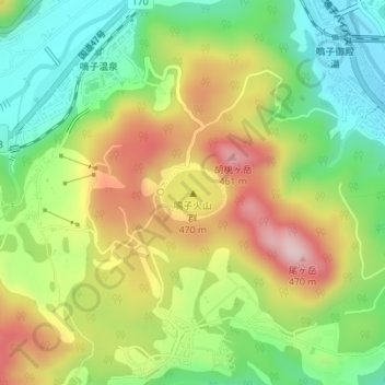 Naruko topographic map, elevation, terrain