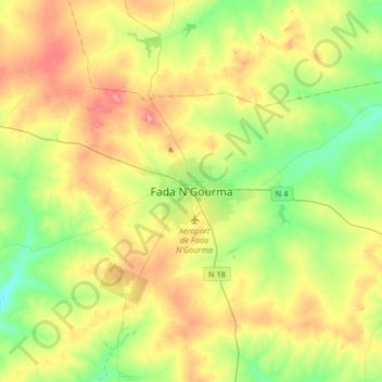 Fada N'Gourma topographic map, elevation, terrain