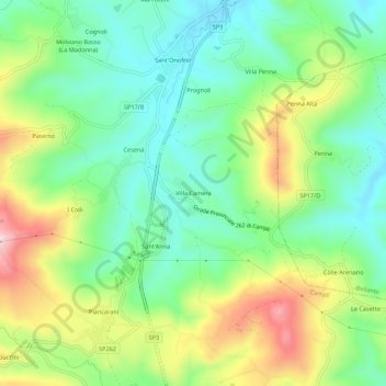 Villa Camera topographic map, elevation, terrain