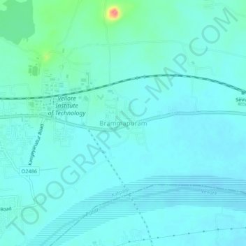 Brammapuram topographic map, elevation, terrain