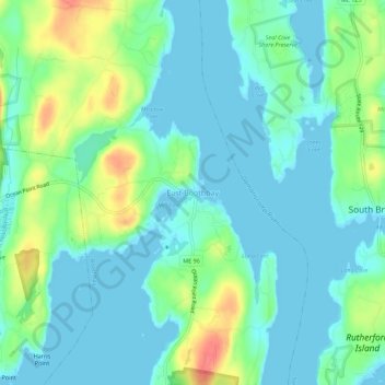 East Boothbay topographic map, elevation, terrain