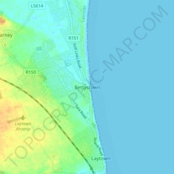 Bettystown topographic map, elevation, terrain