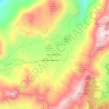 Piano dell'Occhio topographic map, elevation, terrain