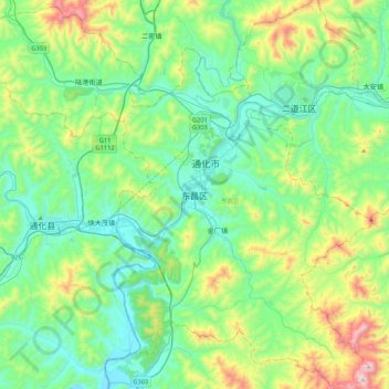 Dongchang topographic map, elevation, terrain