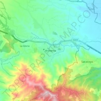 Armenia topographic map, elevation, terrain