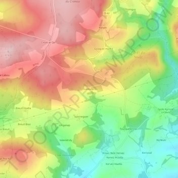 Lanturec topographic map, elevation, terrain