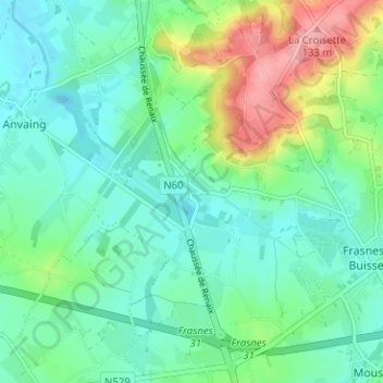Ellignies-lez-Frasnes topographic map, elevation, terrain
