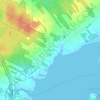 Grande-Digue topographic map, elevation, terrain