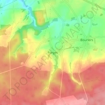 Forges topographic map, elevation, terrain