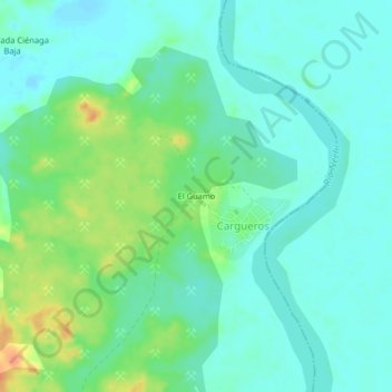 El Guamo topographic map, elevation, terrain