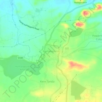 Kamalapura topographic map, elevation, terrain