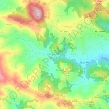 Roccalanzona topographic map, elevation, terrain
