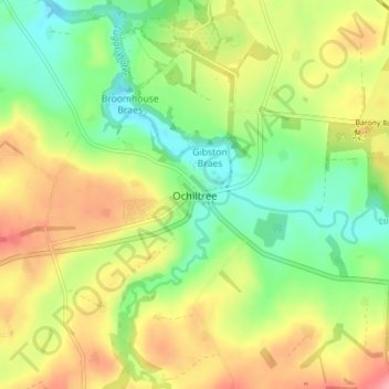 Ochiltree topographic map, elevation, terrain