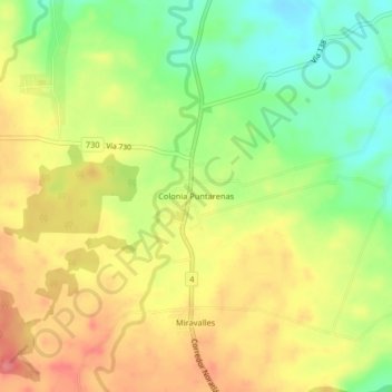 Colonia Puntarenas topographic map, elevation, terrain