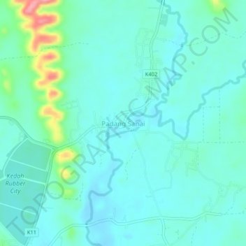 Padang Sanai topographic map, elevation, terrain