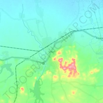Sihor topographic map, elevation, terrain