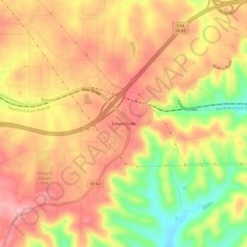 Edwardsville topographic map, elevation, terrain