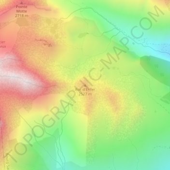 Roc d'Enfer topographic map, elevation, terrain