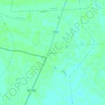 Areraj topographic map, elevation, terrain