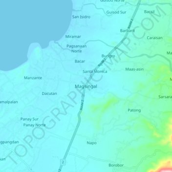 Magsingal topographic map, elevation, terrain
