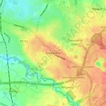 Hale Barns topographic map, elevation, terrain