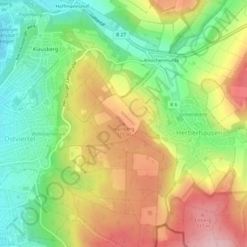 Hainberg topographic map, elevation, terrain