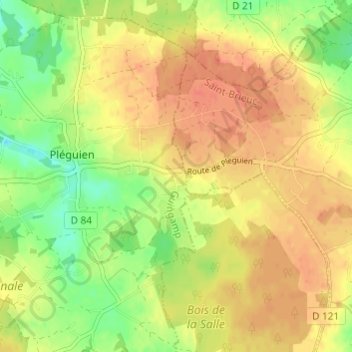 Le Roha topographic map, elevation, terrain