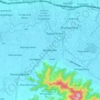 Baleendah topographic map, elevation, terrain