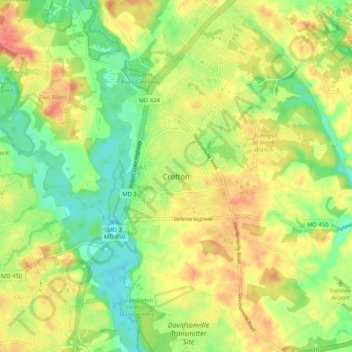 Crofton topographic map, elevation, terrain