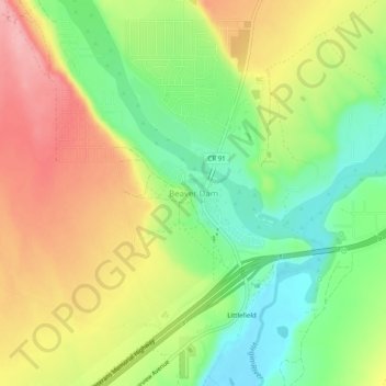 Beaver Dam topographic map, elevation, terrain