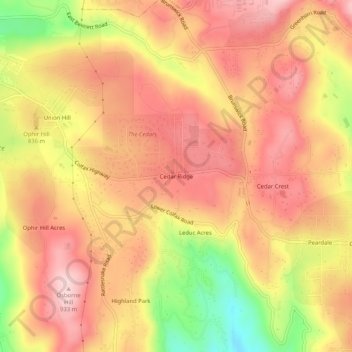 Cedar Ridge topographic map, elevation, terrain