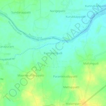 Kummangudi topographic map, elevation, terrain