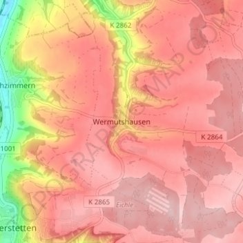Wermutshausen topographic map, elevation, terrain