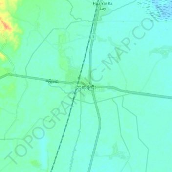 Hpayargyi topographic map, elevation, terrain