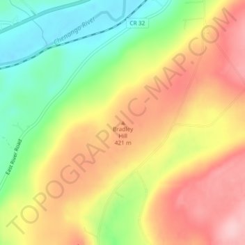 Bradley Hill topographic map, elevation, terrain