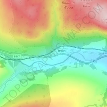 Pitagowan topographic map, elevation, terrain