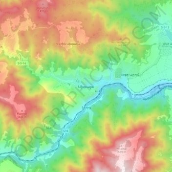 Akhtala topographic map, elevation, terrain