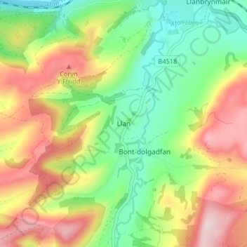 Llan topographic map, elevation, terrain
