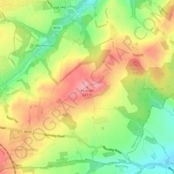Pool Hill topographic map, elevation, terrain