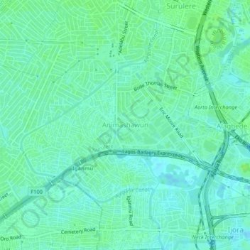 Agani topographic map, elevation, terrain