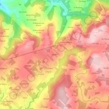 Recelle topographic map, elevation, terrain