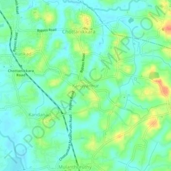 Kanayannur topographic map, elevation, terrain