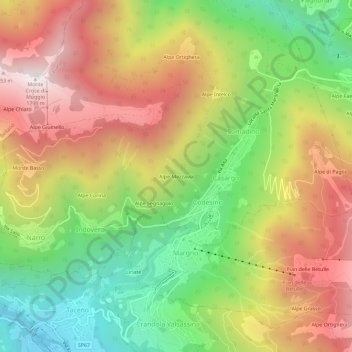 Alpe Mezzavia topographic map, elevation, terrain
