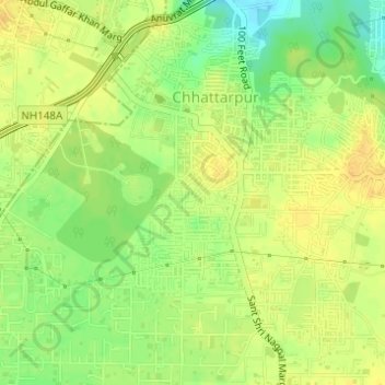 Chattarpur topographic map, elevation, terrain