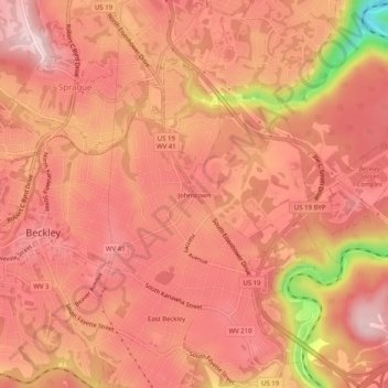 Johnstown topographic map, elevation, terrain