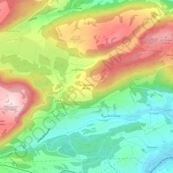 Les Vacheries dessus topographic map, elevation, terrain