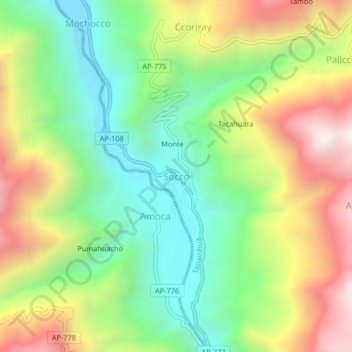 Socco topographic map, elevation, terrain