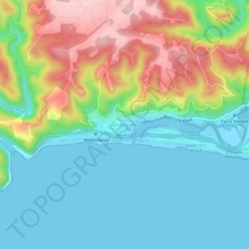 Wilderness topographic map, elevation, terrain