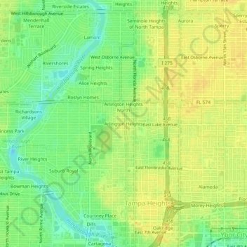 Arlington Heights topographic map, elevation, terrain